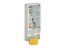 Armário De Medicamentos Relaxdays, Porta De Vidro, Fechável, 4 Prateleiras, Hbt 65x27x12 Cm, Armário Suspenso, Branco