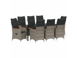 Maison Exclusive - Conjunto De Comedor De Jardín 9 Pcs Gris Ratán Sintético