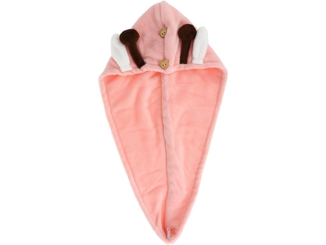 Gorro De Baño Rosa De Doble Capa, Toalla Para El Cabello Absorbente Y Elástica.