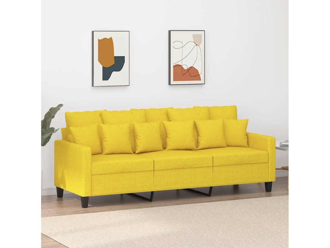 Sofá De 3 Plazas | Sofá De Salón | Sofá De Descanso De Tela Amarillo Claro 180 Cm Wsd592564