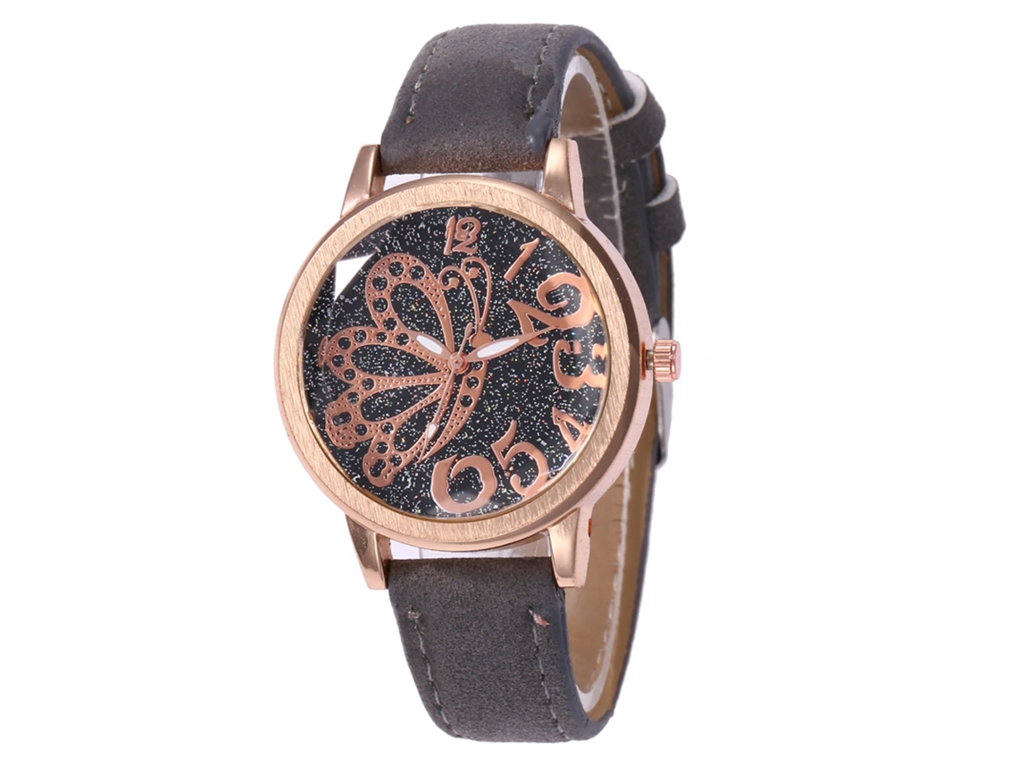 Reloj De Pulsera Unisex Con Movimiento De Cuarzo Y Correa De Cuero Gris - Moda