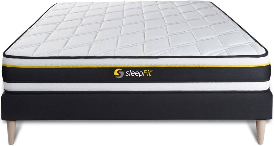 Conjunto de Somier Negro + Colchón SLEEPFIT Soft (140x210 cm - Espuma)