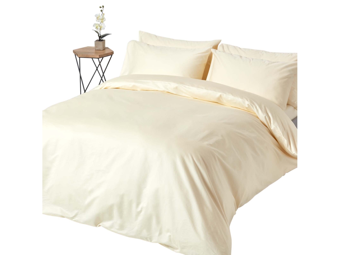 Homescapes Cream European Size Egyptian Cotton Duvet Cover Set 1000 Thread Count, 240 X 220 Cm