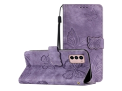 Funda Tipo Libro Para Motorola Moto G42 Con Estampado De Mariposas, De Piel Sintética Y Función Atril, Compatible Con El Motorola Moto G42.