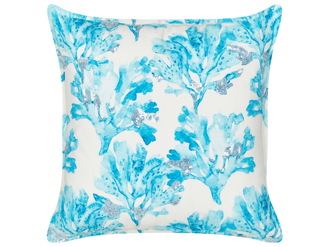 Cojín decorativo estampado BELIANI Rockweed de Algodón Blanco 45x45x9
