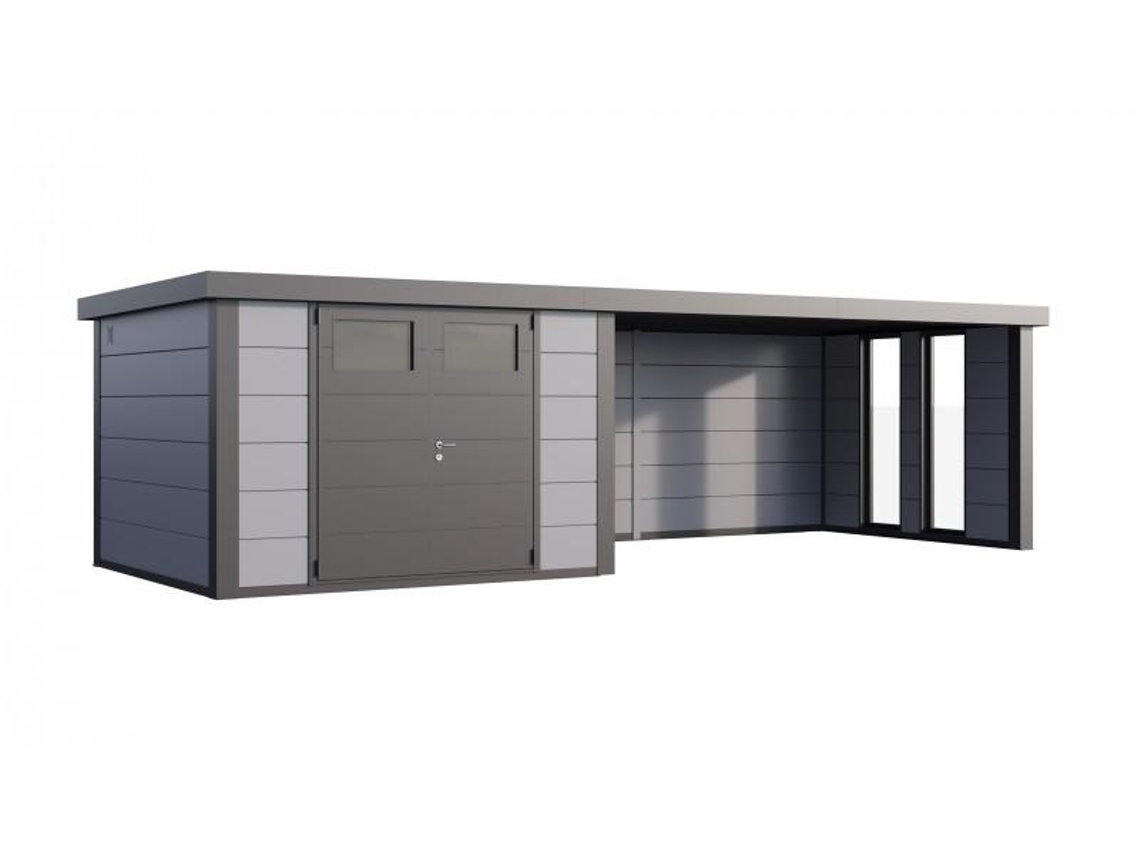 Caseta de Jardin metálica NH9 con Apoyo XL a la derecha | Gris Claro | (328 x 298) + (464 x 298) - NOVO HABITAT
