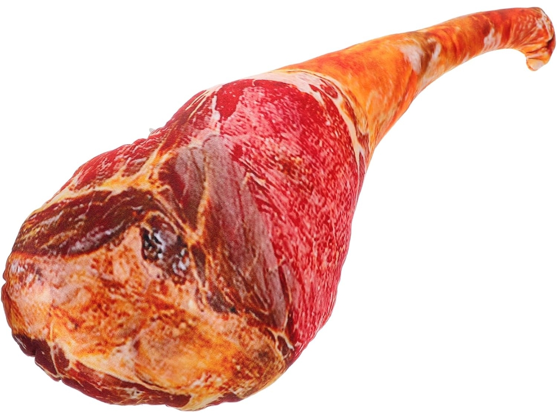 Cojín suave con estampado de jamón para adultos, 50 cm, felpa de algodón PP, acogedor y abrazable.