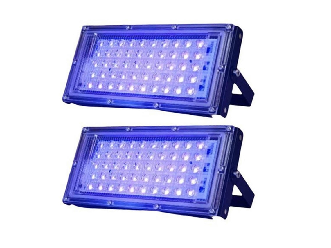 2 unidades de focos LED UV de 50 W IP65, lámpara UV de 395 nm, luz fluorescente para fiestas, discotecas y escenarios, 220 V GOKOCO