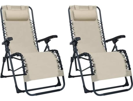 vidaXL Sillas plegables 2 unidades textilene crema