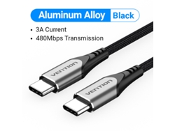 Cable USB-C a USB-C PD de 60 W, aleación negra, QC 4.0 PD 60 W, para Macbook Pro, Xiaomi Mi 10