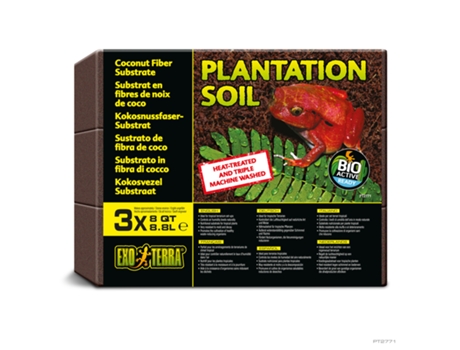 Sustrato para reptiles Plantation Soil Coco EXO TERRA, Brick, 3 x 8,8l