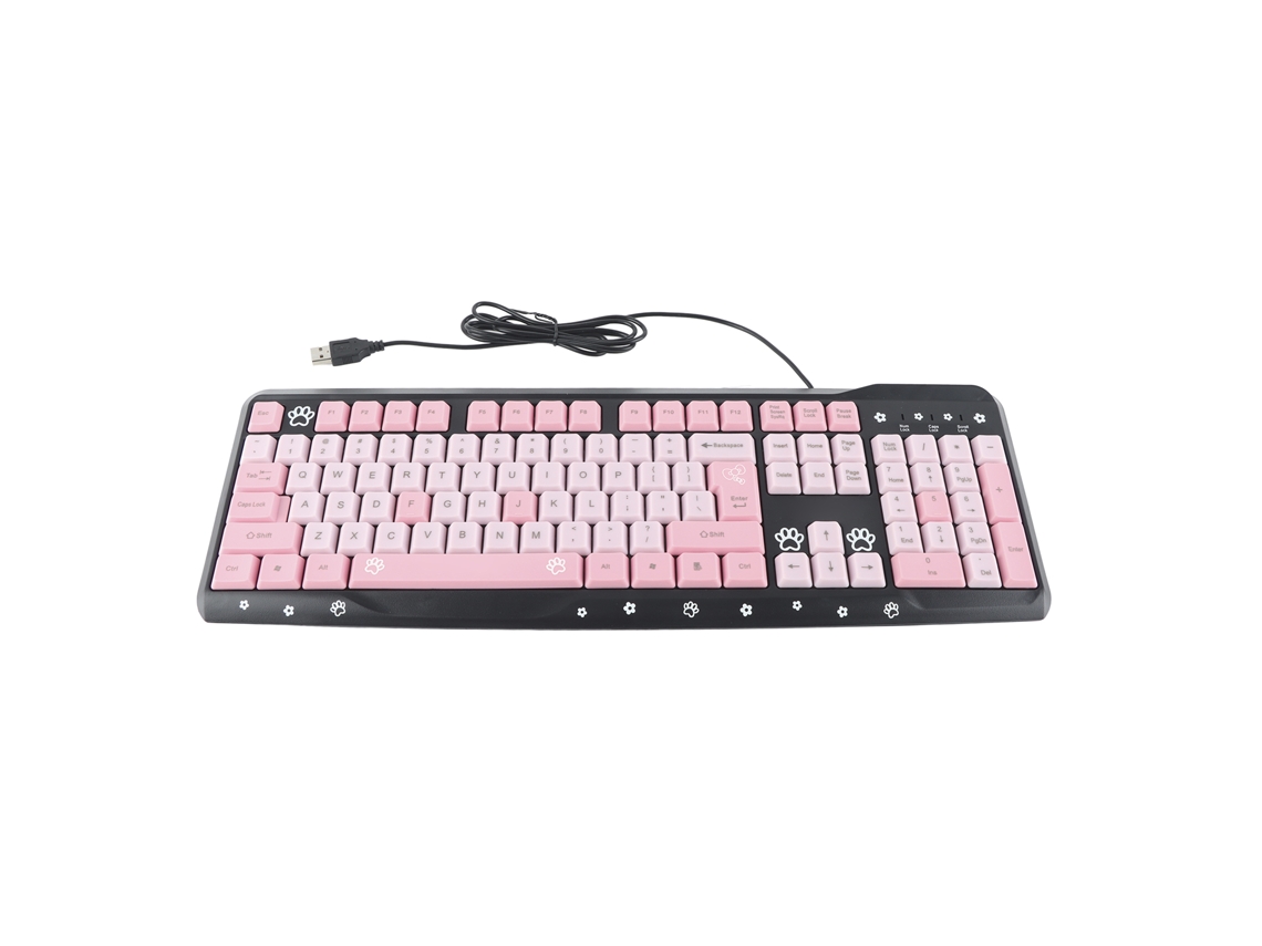 Teclado Usb Con Cable Ultrafino, Silencioso, Ergonómico, Resistente Al Agua, Para Oficina En Casa/portátil, Rosa Y Negro.
