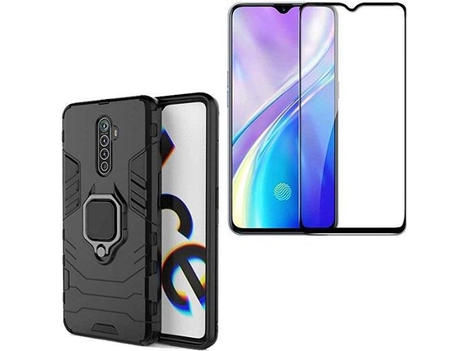 Kit Carcasa y Protector de Cristal Templado 5D Realme X2 Pro PHONOCARE Militar Negro