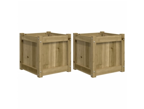 Conjunto 2 Jardineras de exterior VIDAXL madera impregnada de pino (40 x 40 x 40 cm)
