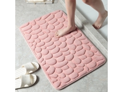 (rosa) Alfombra De Baño Antideslizante, Estampado De Piedras, Tejido No Tejido, Muy Absorbente, Lavable.