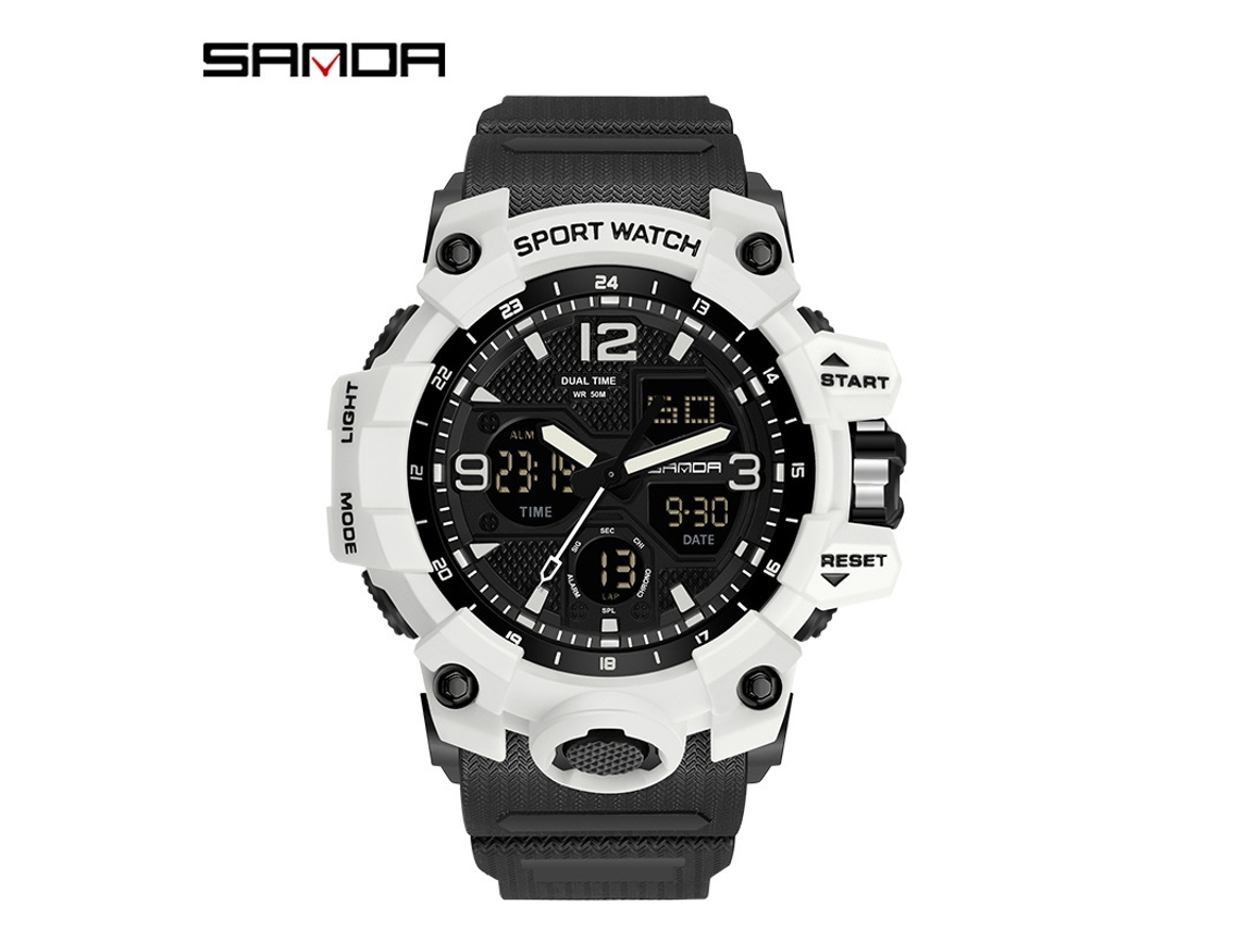Reloj Deportivo Multifuncional, Moderno Y Elegante (blanco/negro para Hombre) Con Acabado Luminoso.