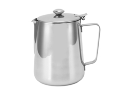 Jarra de acero inoxidable para espumar leche con tapa para café y leche