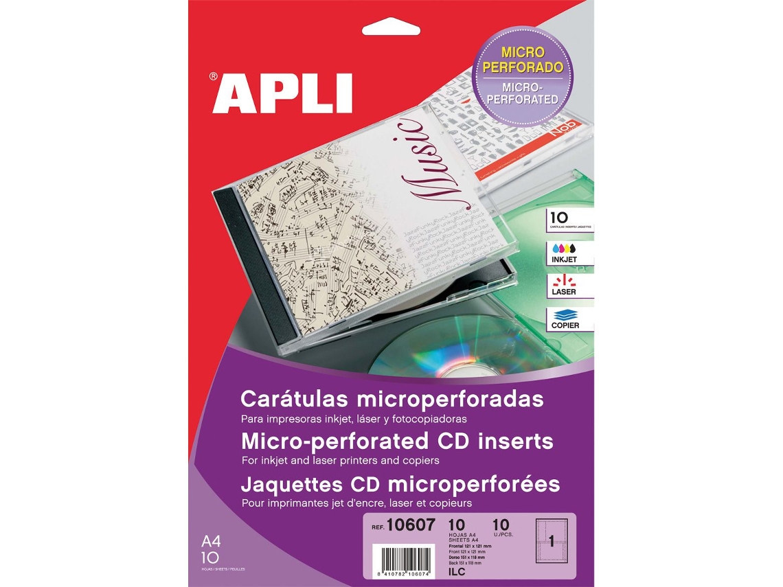 Fundas APLI Microperforadas Cd/Dvd 10 Hojas (Blanco)