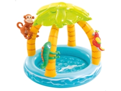 Piscina hinchable tropical c/suelo acolchado, toldo y animales hinchables Ø102 cm INTEX