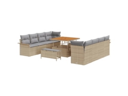 Maison Exclusive - Conjunto De Sofá De Jardín Con Cojín 11 Pcs Beige Y Gris Claro