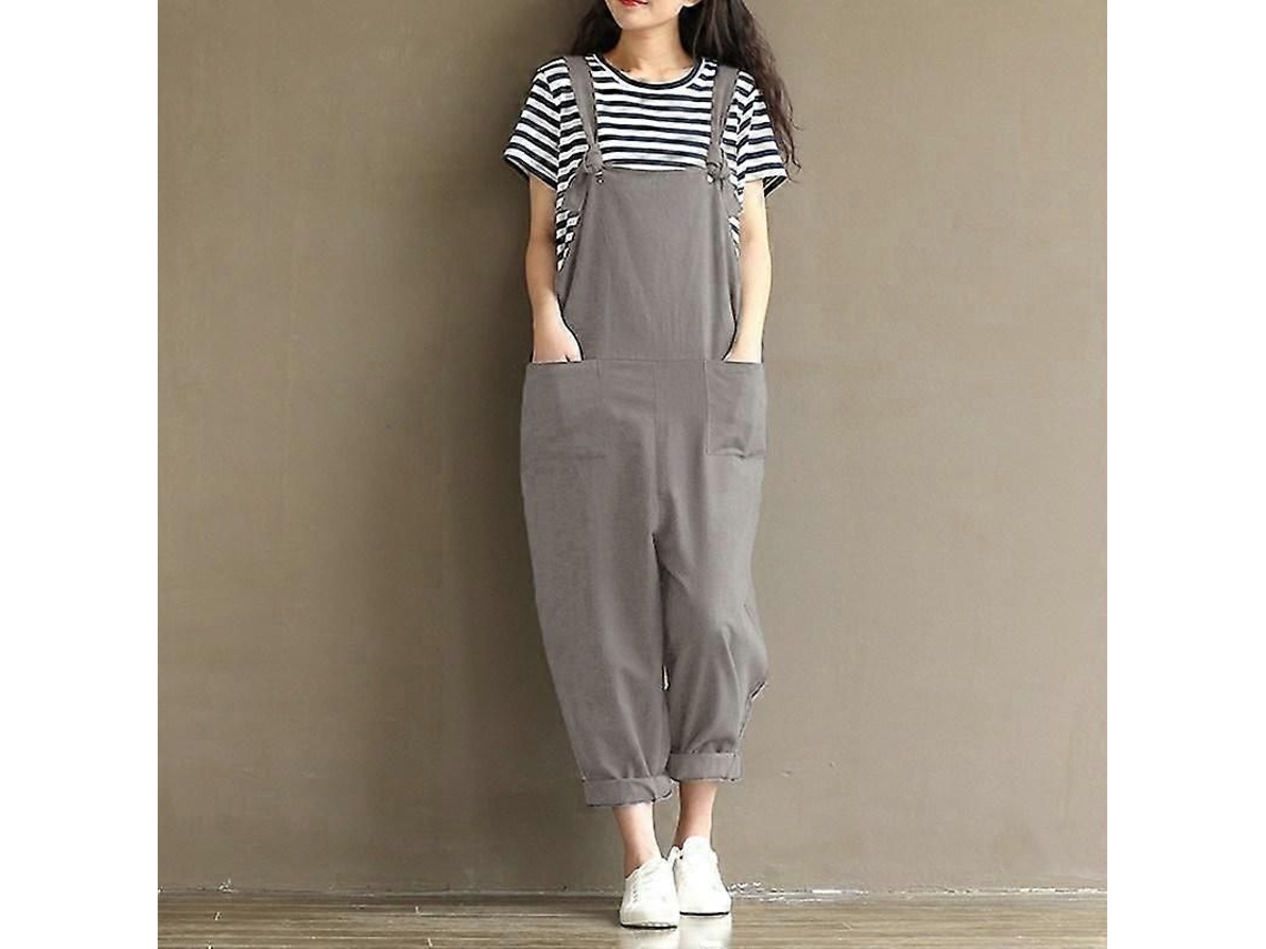 Mono Informal Holgado Para Mujer Con Cintura Ancha, Verano, Primavera, Otoño, Algodón, Tallas Grandes.