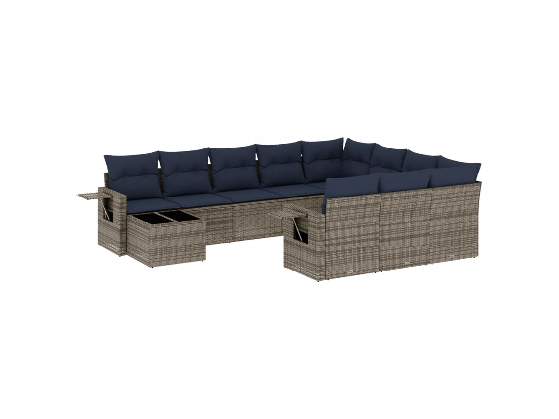 Maison Exclusive - Conjunto De Sofá De Jardín De 11 Piezas Con Cojines, Poliratán Gris