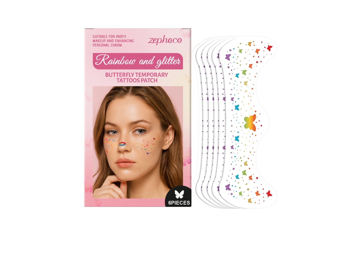 Pegatina de mariposa arcoíris para fiesta de belleza