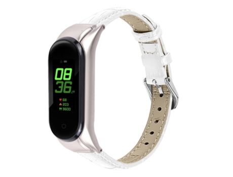 Correa de piel auténtica diseño de hebilla ajustable para Xiaomi Mi Band 7 - blanco