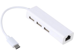 Adaptador Ethernet Usb-c Con Puerto Lan, Concentrador Y Puertos Usb Para Conexión De Red.