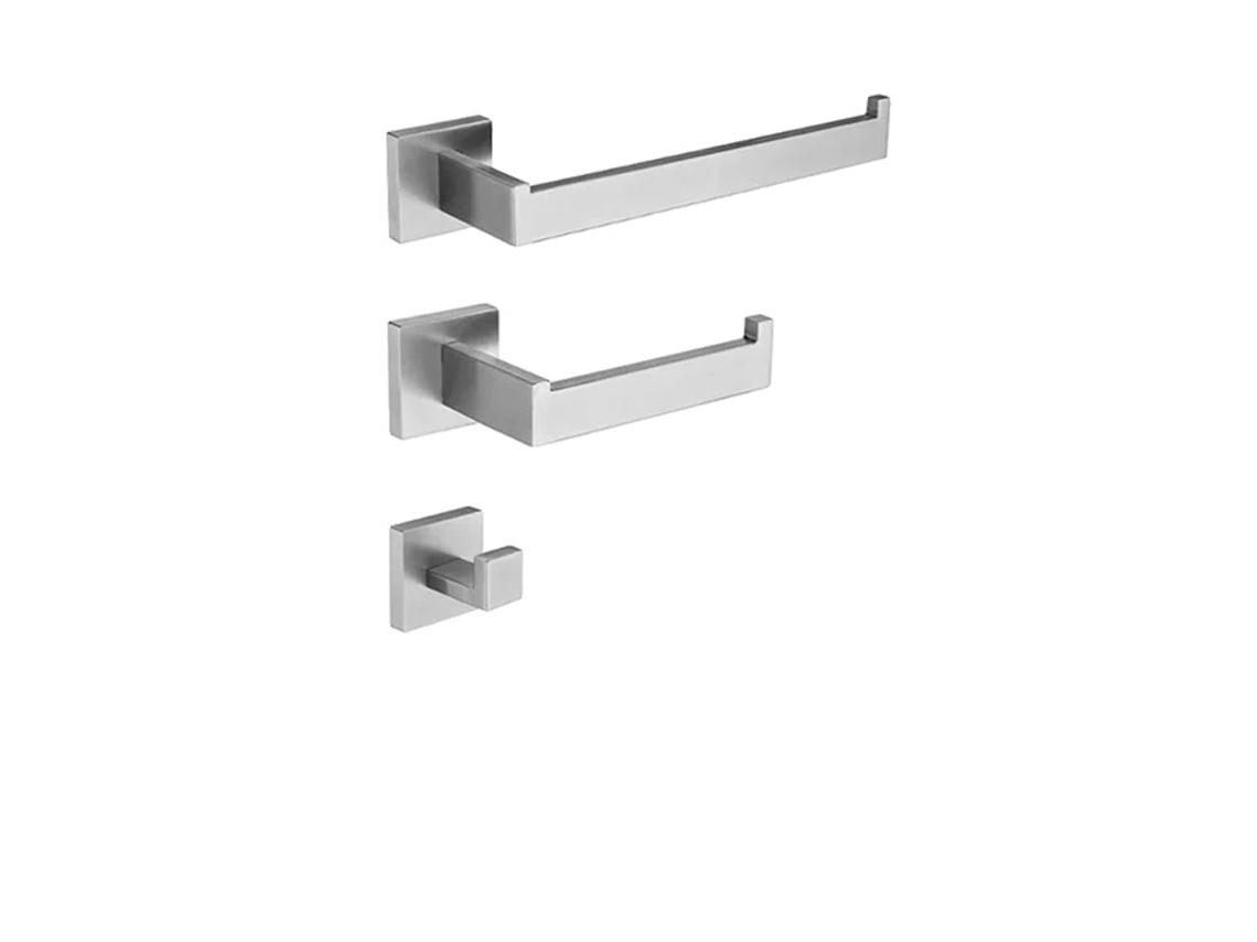 Accesorios de baño, acabado en acero cepillado, acero inoxidable SUS304, juego de 3 piezas OEM