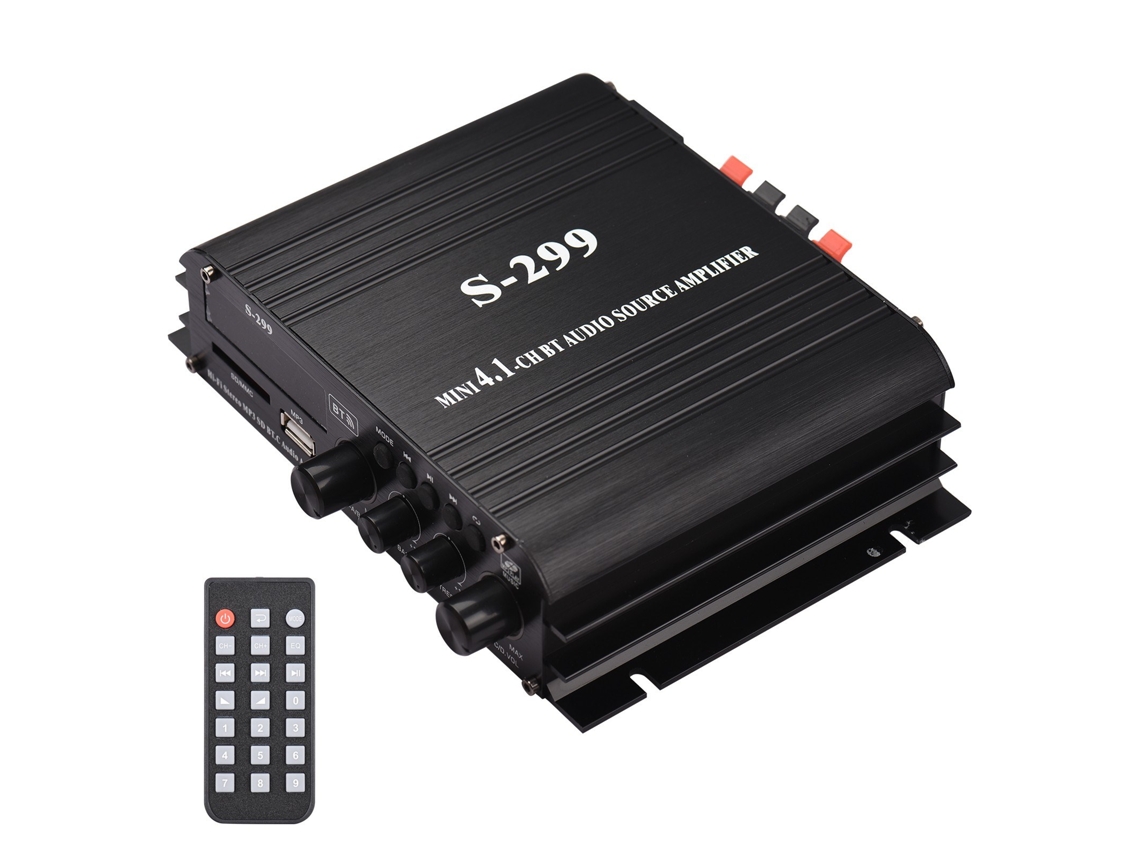 AMPLIFICADOR DE POTENCIA DE Audio estéreo S-299 Mini 4,1 BT, amplificador de Audio portátil para coche y hogar de doble uso, 4x40W, Control remoto eu