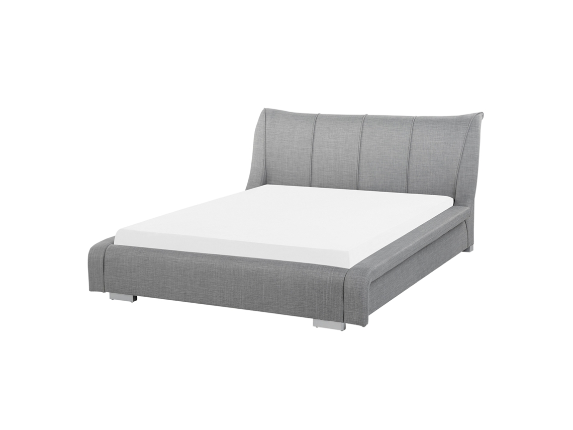 Cama con somier BELIANI Nantes de Poliéster Gris 168x237x97