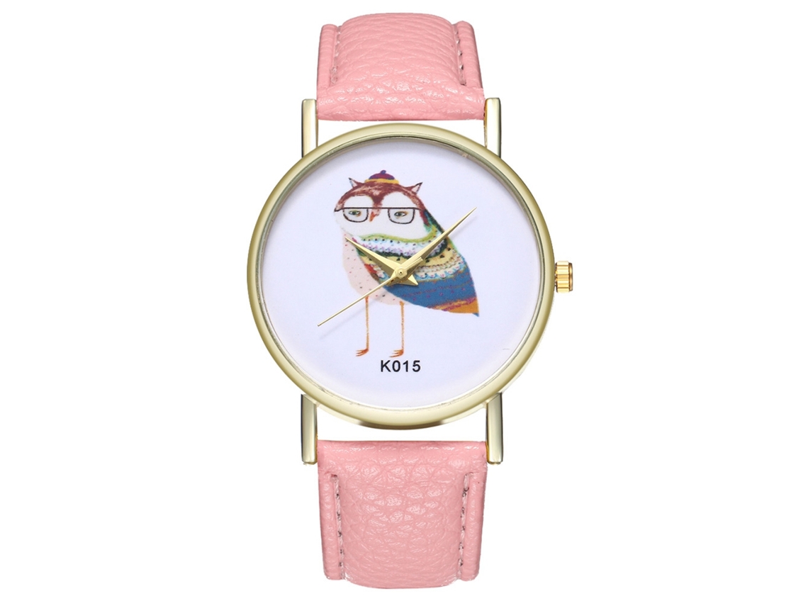 Reloj De Pulsera De Cuarzo Informal Para Hombre/mujer Con Correa De Piel Sintética Rosa.