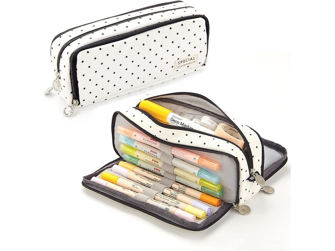 Estuche Para Lápices De Gran Capacidad Con 3 Compartimentos Y Doble Ventana (ame Star)