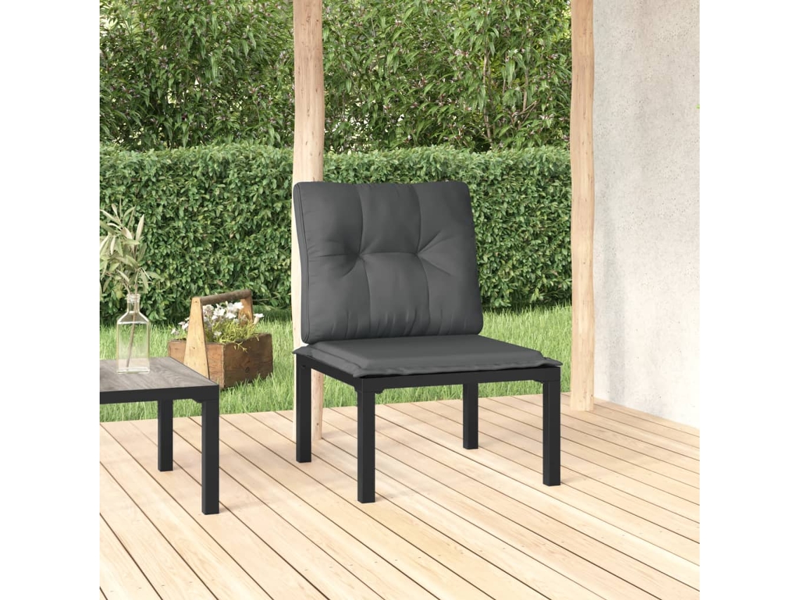 Silla De Jardín Con Cojines Ratán Sintético Negro Y Gris