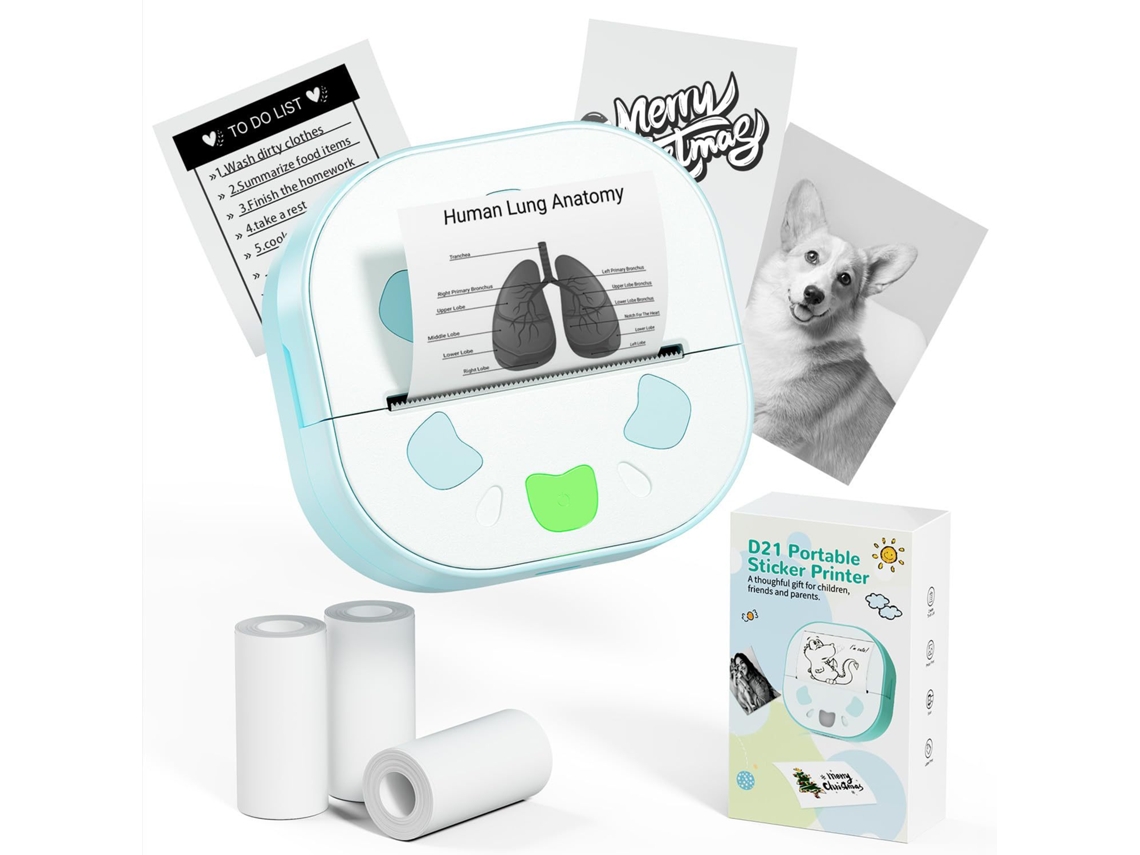 Impresora térmica portátil Siurn con 3 rollos de papel, compatible con iOS y Android