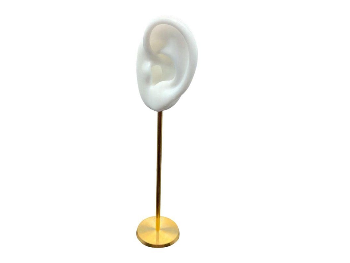 Soporte Para Pendientes, Modelo De Oreja Humana Con Base Redonda, Para Guardar Joyas, Blanco.