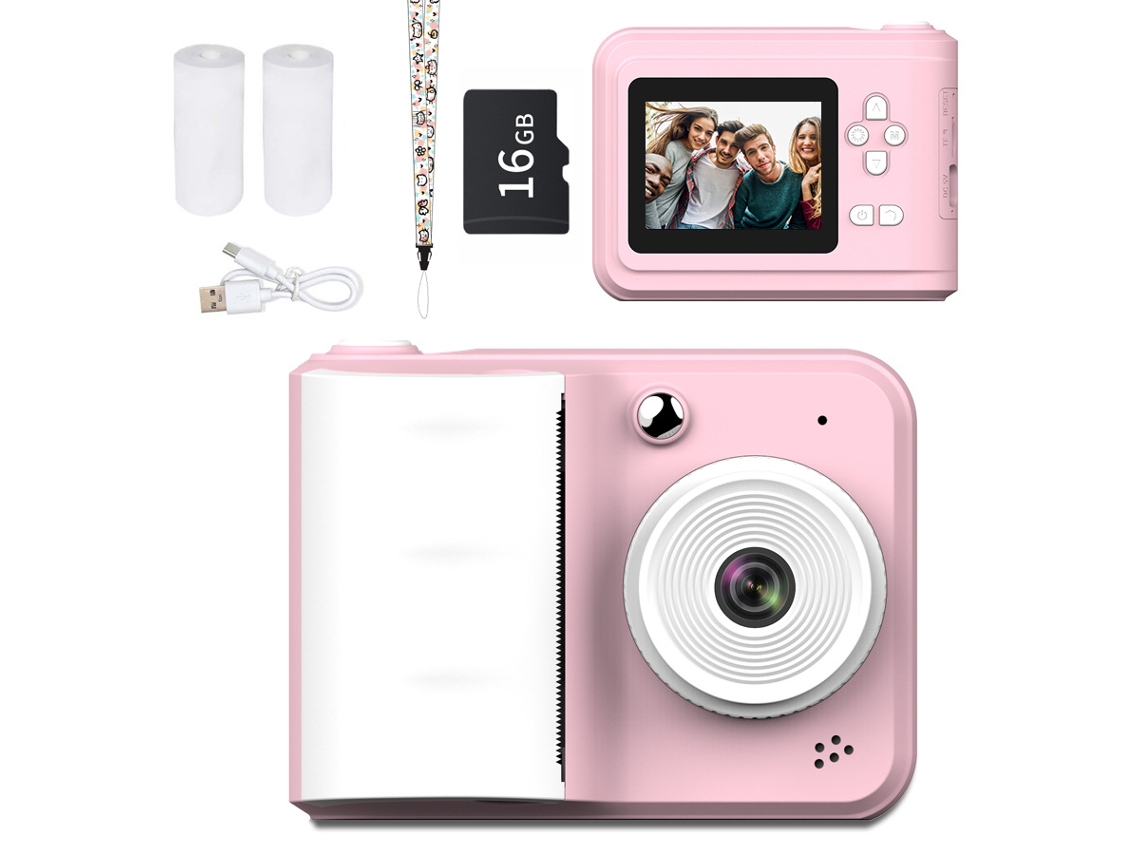 Cámara instantánea para niños PANOONA, impresora de fotos, pantalla de 2,4 pulgadas, rosa.