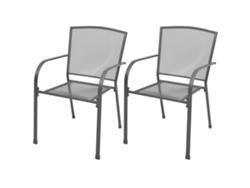 Sillas de jardín apilables DKD Home Decor (2 unidades), acero gris