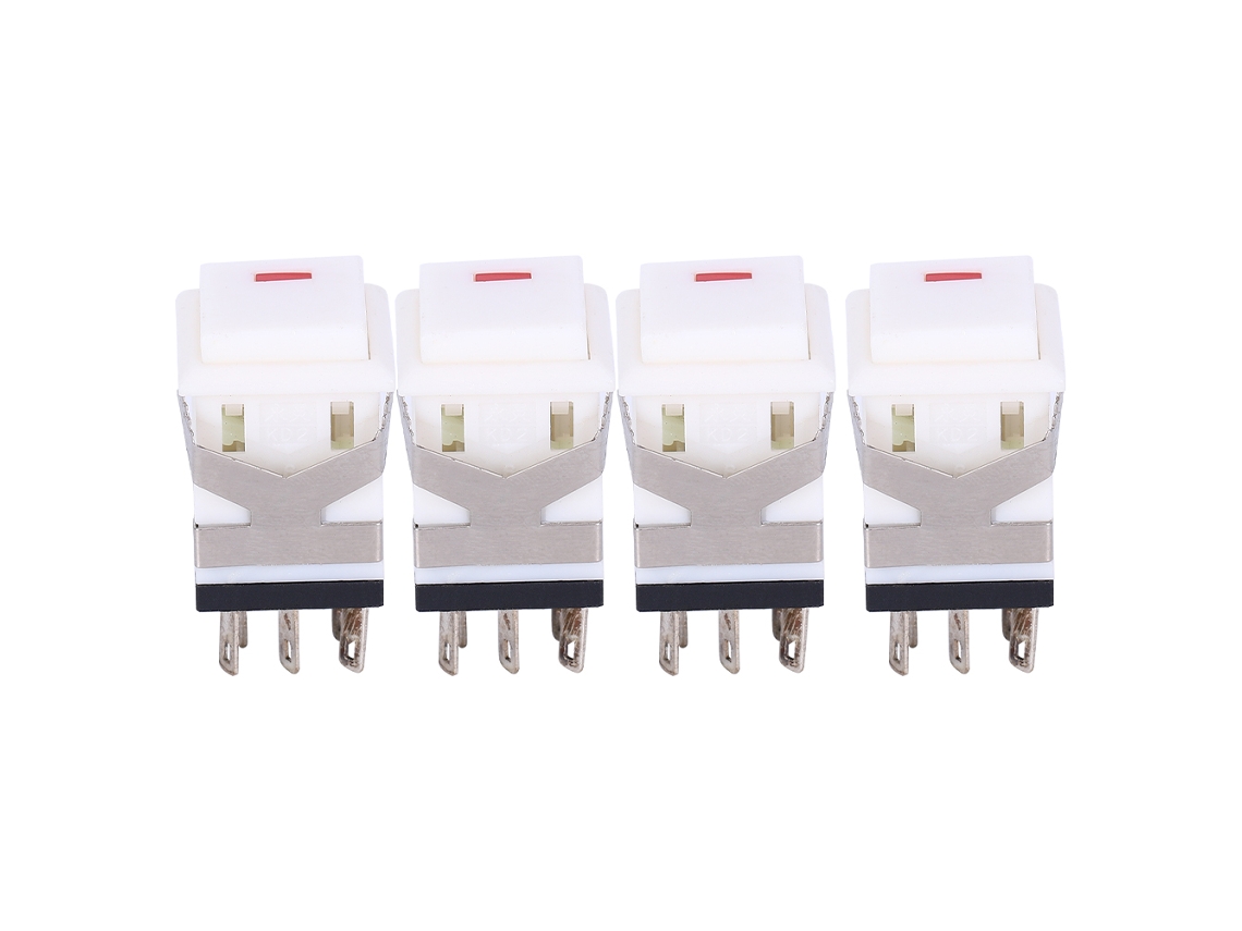 50 interruptores de botón de reinicio con luz, 8 pines, 5 V estables, color blanco