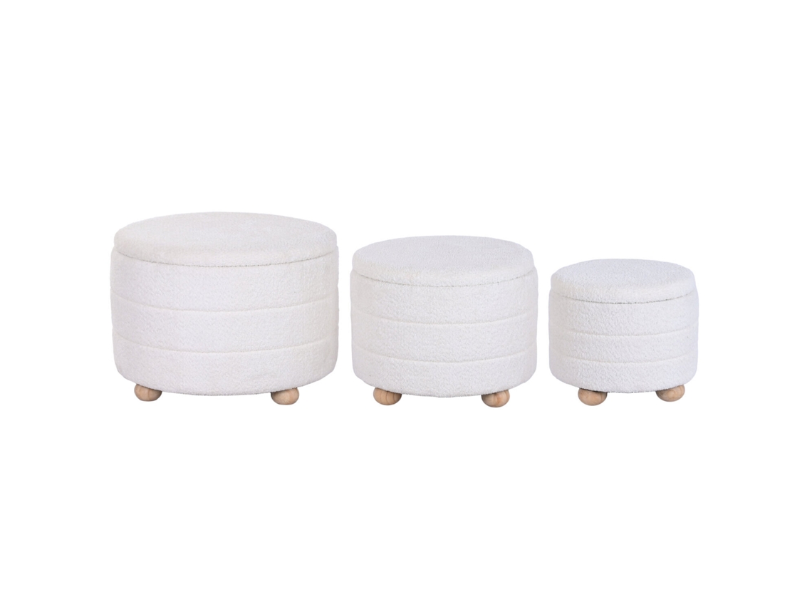 Set 3 Reposapies Poliester Almacenaje Int 62x62x43cm