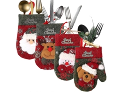 Juego de 4 portacubiertos navideños, bolsas para cubiertos navideñas, decoración de mesa Nostalgia88