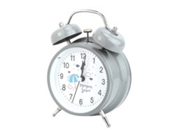 Reloj despertador luminoso de metal para niños y estudiantes con dos campanas en color gris