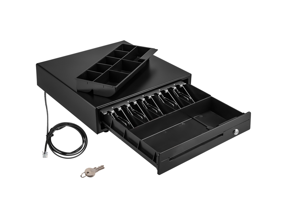 Cajón de caja registradora Succebuy de 12 V y 16 pulgadas con bandeja para 5 billetes y 8 monedas para Pos
