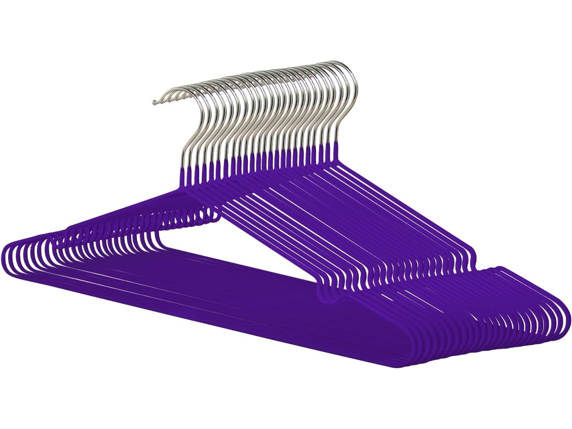 COM-FORT HOUSE | Percha Metal | Color Morado | Antideslizantes y Resistentes | Perchas para Ropa | Ideal para Chaquetas, Pantalones o Blusas | 24 Unidades