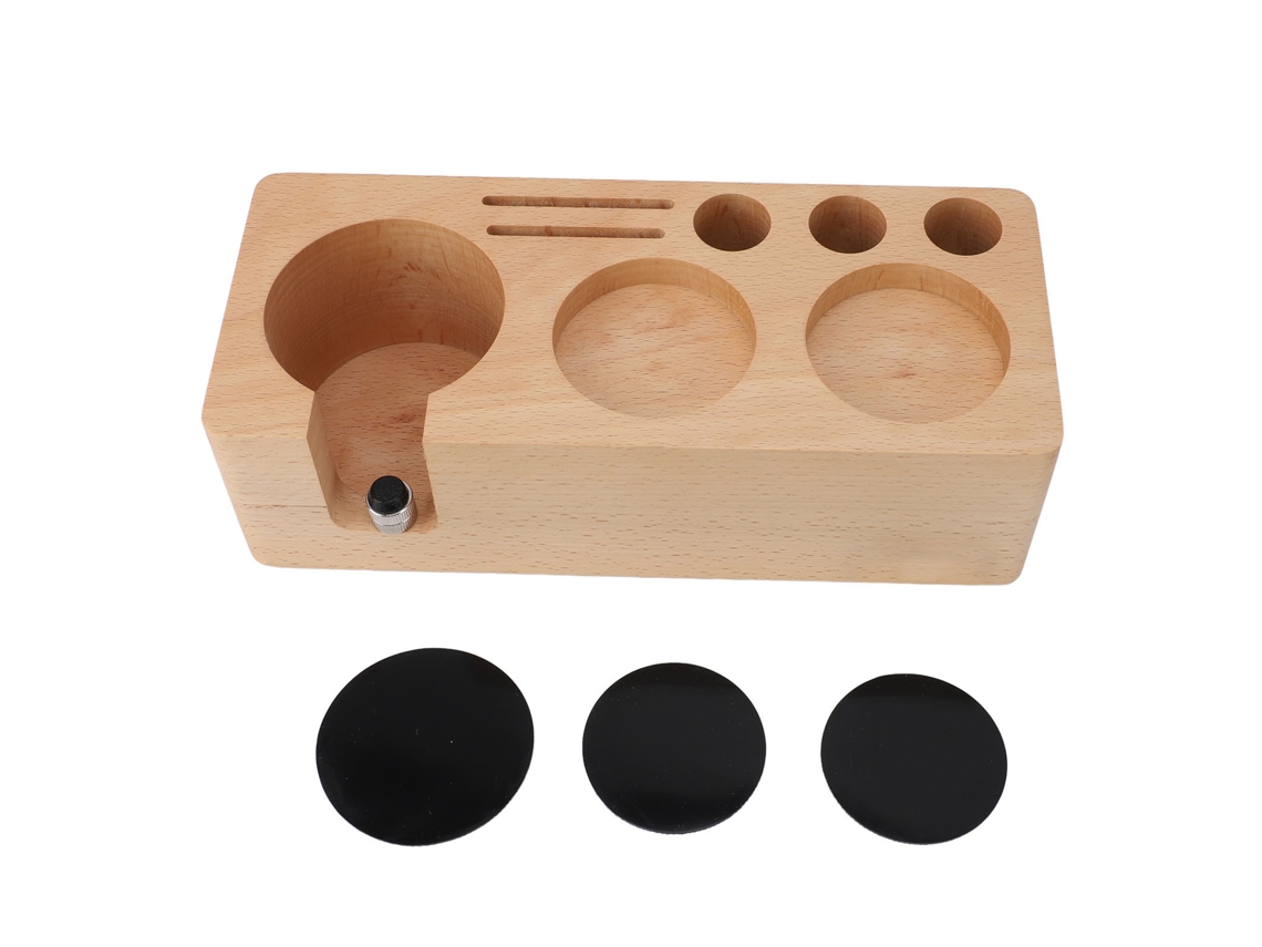 Estación Compactadora De Café De Madera Anti-arrastre Con Soporte Para Portafiltro Y Organizador, 58 Mm, 24 X 10 X 7 Cm