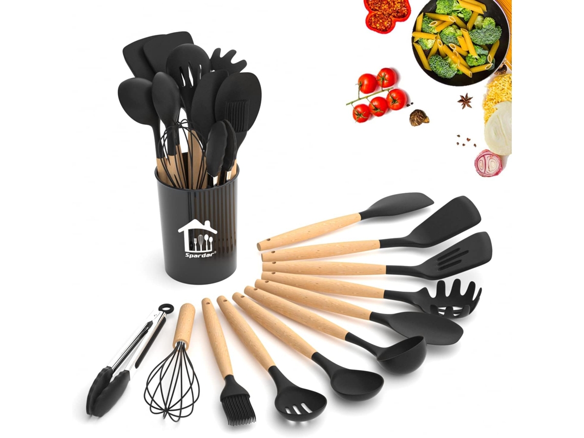 KOFIHETY Utensilios de cocina antiadherentes, multifuncionales, pinzas para barbacoa, agarre suave y antideslizante, silicona resistente al calor, aptos para l