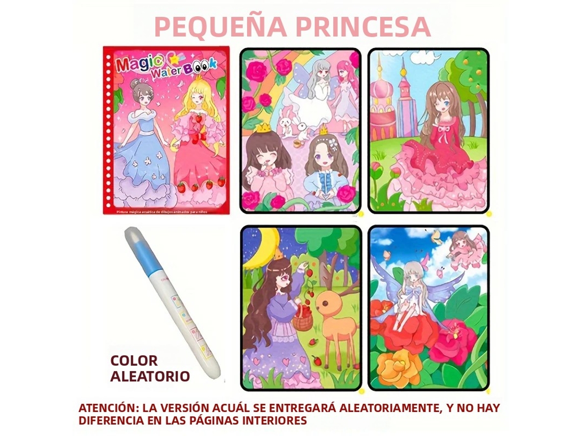 (Pequeña Princesa) 1 Libro Mágico para Colorear con Agua, Libro para Colorear Reutilizable, Libro Mágico para Colorear con Agua para los Sentidos