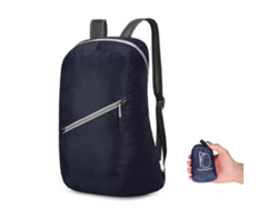 Mochila plegable ultraligera y ligera para actividades al aire libre, viajes y deportes, ideal para hombres y mujeres, en color azul oscuro.