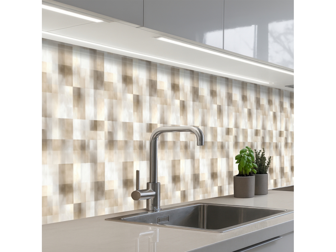 Paneles para salpicadero de cocina con textura de lino - Beige 400x60 cm